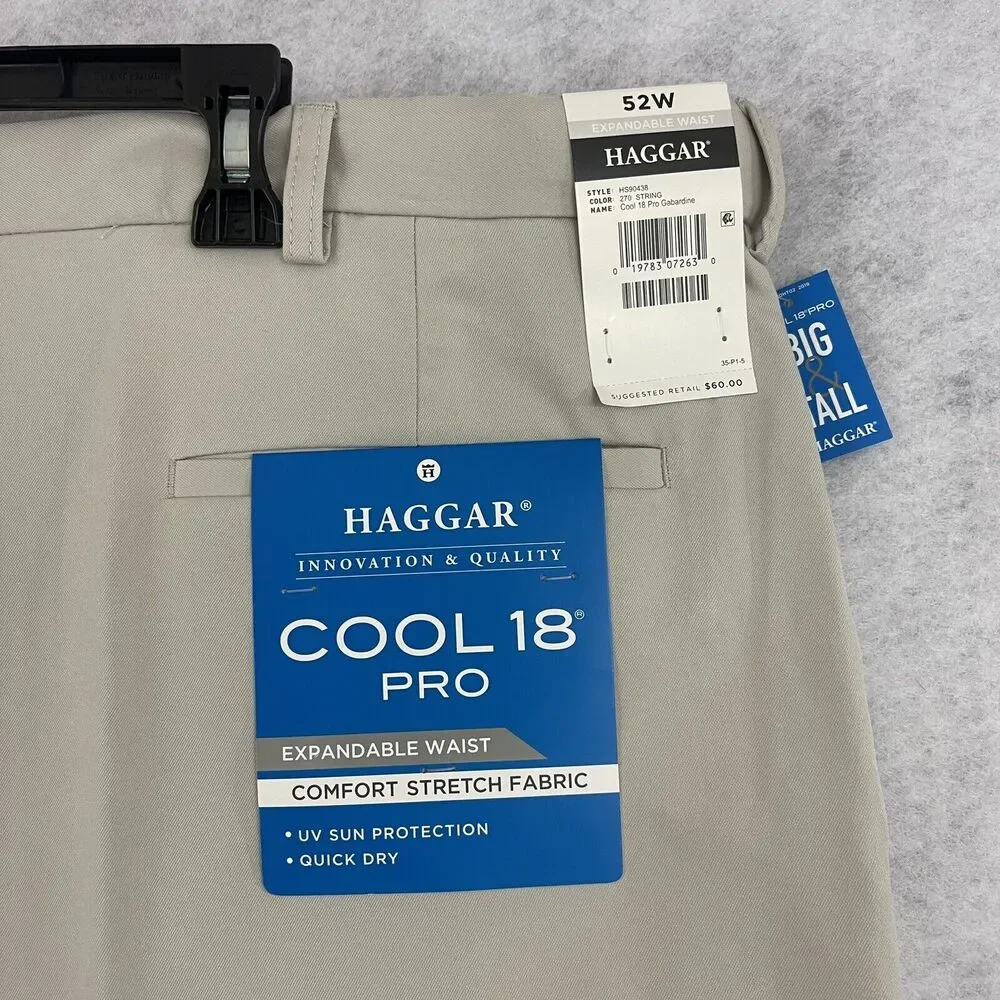 Haggar Cool 18 Pro Shorts Mens 52 Beige Stretch Golf Performance NWT